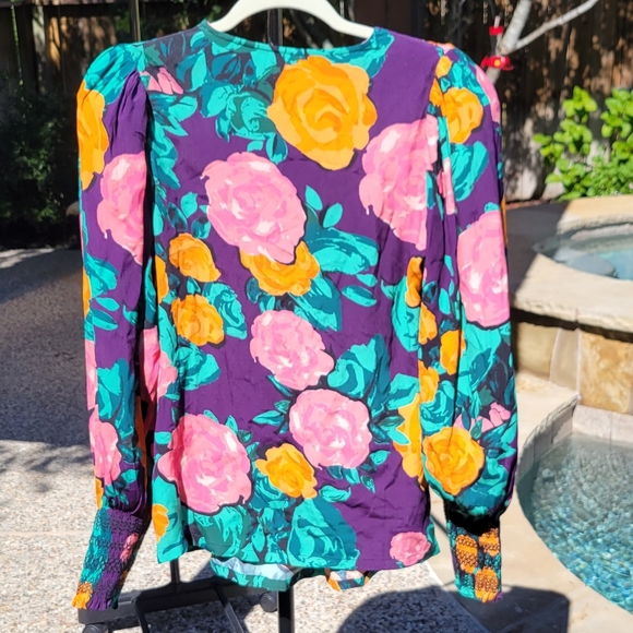 Nwot Plenty by Tracy Reese Puff-Sleeved Floral Blouse xs - Picture 7 of 14